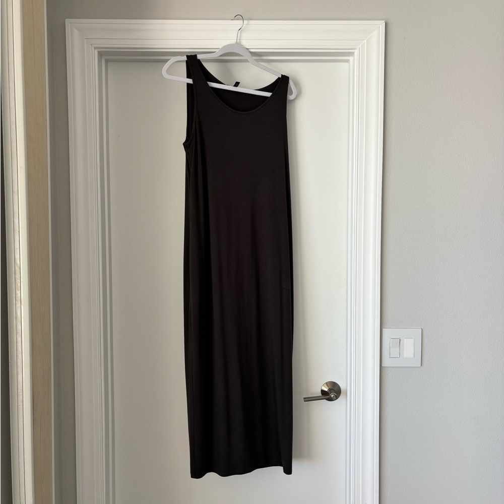 Eileen Fisher Dark Grey Classic Midi Dress